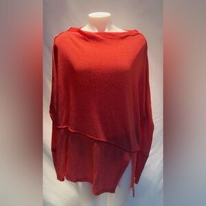 We The Free Deep orange Asymmetrical Cowl Neck Sweater